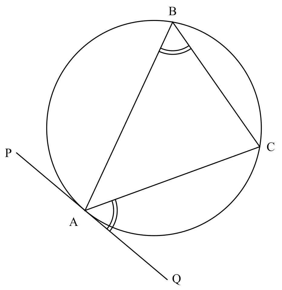 converse of $\angle$s in alt. segment